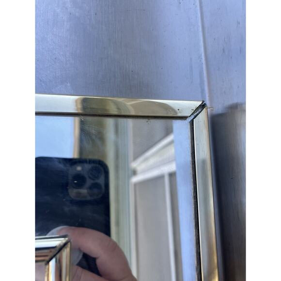 80s DECO GOLD MIRROR - 30"x30" Has water Damage On Back - Picture 4 of 7
